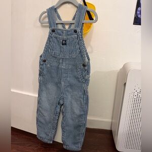 Striped Blue Kids' Denim Overalls with Adjustable Straps